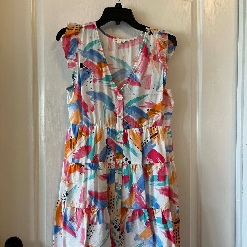 Blu Pepper Multicolor Tiered Sleeveless Mini Dress size Small - Picture 5 of 6